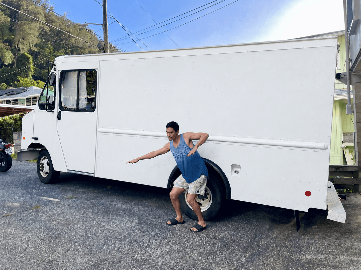 Truck Mural — blank wall before the mural